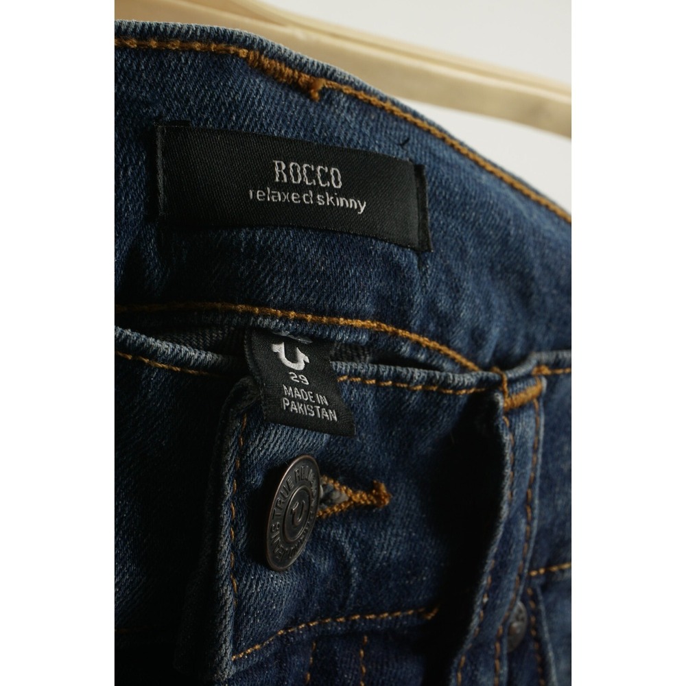 True Religion Rocco Relaxed Skinny Distressed Denim Men's 29 x 34 Blue Jeans - Picture 4 of 15